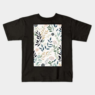 Floral Garden Botanical Print with Leaves Kids T-Shirt